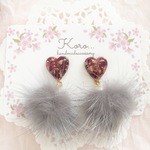 27.ふわふわ♪なファーとローズのピアス