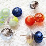 吹きガラスビーズ　いろいろＭＩＸ　そろばん型タイプ　現品　　No4