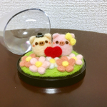 【K****様ご注文品】ラブラブぶたさんの小さなお花畑☆羊毛フェルト