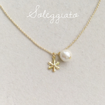 雪の結晶×コットンパールネックレス