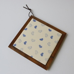 飾れる鍋敷きArt-Trivet「💙　ﾄﾞｯﾄﾌﾞﾙｰ」1点もの