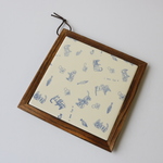 飾れる鍋敷きArt-Trivet「I love cat」1点もの