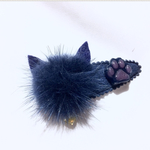 猫ミミネイビーミンクファーヘアクリップ