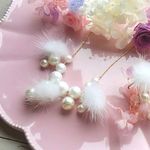 ＳＡＬＥ♡２点セット　ファーリング&ネックレスセット　ホワイトファー&パール