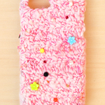 ＜受注＞iPhone7ケース　-お姫様のリボン（ピンク）-　ニット　iPhone カバー