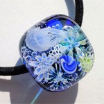 《しましまクラゲ》　ヘアゴム　ガラス　とんぼ玉　クラゲ 