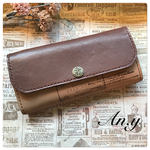 【U様オーダー品】オイルレザー二色使い長財布 カフェラテ