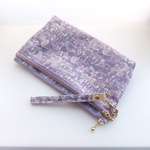 ◇◆Special Price◆◇　LIBERTY　Jenny's Ribbons/ ジェニーズリボンズ　グレープ　★Ｗファスナーマチ付き・持ち手付きポーチ♪