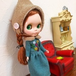 ブライス　blythe　。゜。゜。もこもことんがり帽子＆刺繍ワンピースセット　。゜。゜。　