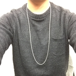 激安 シルバー925 ロングネックレスロールチェーン ハーフラウンド 90センチ