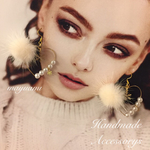 ♡ハートフープsnowファーピアス♡