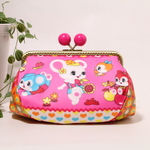 ぷっくり可愛い ラミネート がま口ポーチ　化粧ポーチ　メイク　小物　雑貨　レトロ　うさぎちゃん　ハニーチューン　ピンク　ゆめかわいい