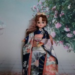 ②-㊲　リカちゃん　ブライス　サイズ　着物＆帯のセット　（振袖）