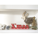 クリスマス アルファベット ウッドオブジェ  X’mas ② ノルディックレッド柄 置物 木製