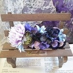 *＊Kazariya*＊花降る夜に想いをよせて.。＊パープルマムとロイヤルブルーのお花達のロングバレッタ*＊