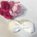 ホワイト✴︎ニットリボンヘアバンド