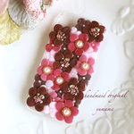 お花のiPhoneケース♡スマホケース♡大人可愛いボルドー