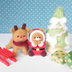 くまちゃんサンタとトナカイくんのクリスマス　羊毛フェルト