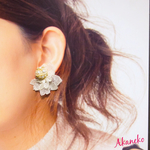 2wayレースパール 花ピアス/イヤリング        パーティ お呼ばれ パール