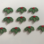  【ワッペン】クリスマス ヒイラギワッペン☆葉っぱ☆10枚セット★アイロン接着可きらりぼん