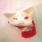 【ご予約品】張り子小面　白きつね  -No.276-