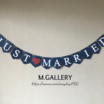  ⑥「JUST♡MARRIED」マット紙  ウェディングガーランド☆結婚パーティー☆（送料込）