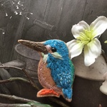 小鳥の刺繡ブローチ　＋＋カワセミ＋＋