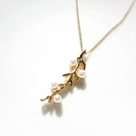 Coral Pearl Charm Gold Necklace