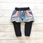 【mi様ご依頼品】ヒッコリーデニムフェイクレイヤードパンツ90サイズ