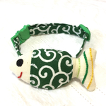 猫ちゃんの首輪 唐草模様のお魚さん(グリーン)
