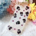 「ビオラ」押し花 ケース Galaxy/Xperia iPhoneX/8/8plus/7/7plus/6s/6/6plus/6splus/5s/5/SE 押し花iPhoneケース アイフォン7プラス