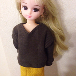 ドロップショルダーニット（カーキ）リカちゃん用