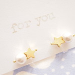 ”for you”　お星さまとコットンパール　樹脂ノンホールイヤリング　イヤーカフ 