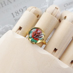 RED-Rose Glass Intaglio Cabochon リング