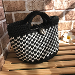 【送料込み】ズパゲッティ☆マルシェバッグ☆モノトーンチェック