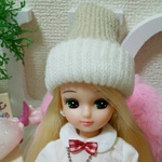 リカちゃん☆ニット帽子☆ホワイトベージュ