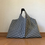 手提げバッグ ギンガムチェック紺