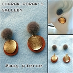 2way☆ファー&レザーのラウンドピアス◎キャッチを変えればシンプルなファーピアス♪