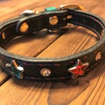 犬の革首輪23～30.5　クリスマス・星