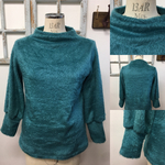 ふわふわあったか❤️ブルーのファーニットのふんわり袖トップス（サイズフリーM〜L）