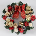 クリスマスリース（大サイズ）　　赤系　ゴージャスワイヤーリボン付