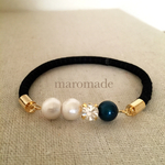 navy bi-color×gom 静電気軽減ブレスレット
