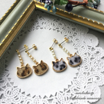 秋冬 ヒョウ柄猫ファーピアス/イヤリング