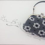 もこもこ花のがま口ショルダーバッグorがま口ポーチ