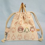 消しゴムはんこと刺繍の巾着☆クリスマスツリー