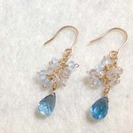 ロンドンブルートパーズとアクアマリンのピアス・イヤリング