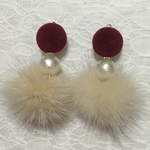 フロッキービーズ×ミンクファーピアス