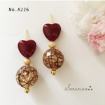 No.A226 ぷっくり♥︎ハート×ブラウン ピアス / イヤリング