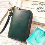 送料無料 ストラップ付きラウンドファスナーレザータバコケース lsc23 ハンドメイド 本ヌメ  グリーン