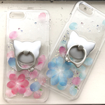 春待ち~花猫 押し花風ケース スマホケース iPhoneケース iPhone8 iphone7ケース